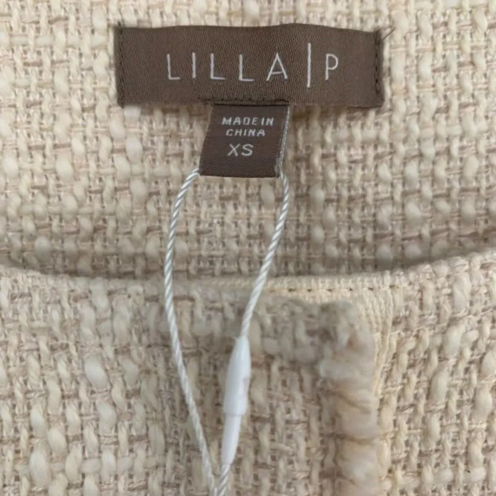 New Anthropologie Lilla P Women Tweed Long Sleeve Jacket Ivory - Picture 8 of 10